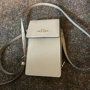 COACH tan crossbody card phone bag NWOT